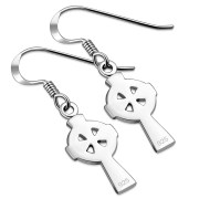 Celtic Cross Plain Sterling Silver Earrings, ep311